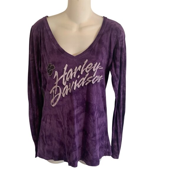 Harley Davidson Top Purple Long Sleeve Ladies Sz Large Slidell HD - Picture 1 of 5